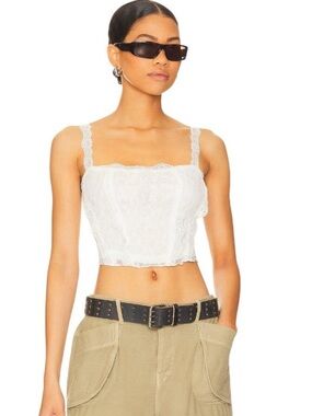 More to Come/Revolve White Lace Crop Tank Top - Women
